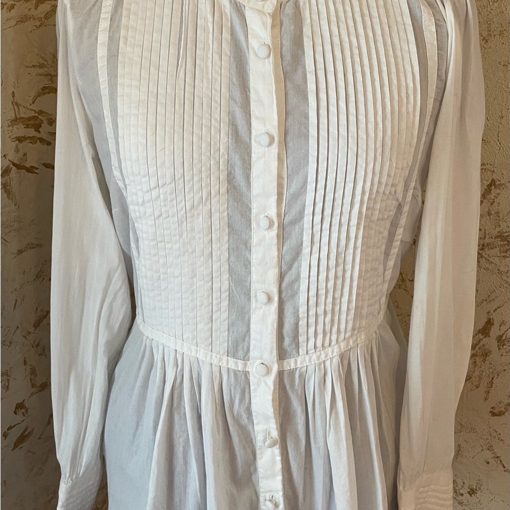 a.n.a. sheer white blouse with tuck pleated detail